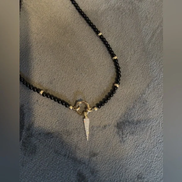 Zoe Lev Custom Black Onyx Necklace Diamond Dagger charm & enhancer Brand New 🆕 - Picture 3 of 10